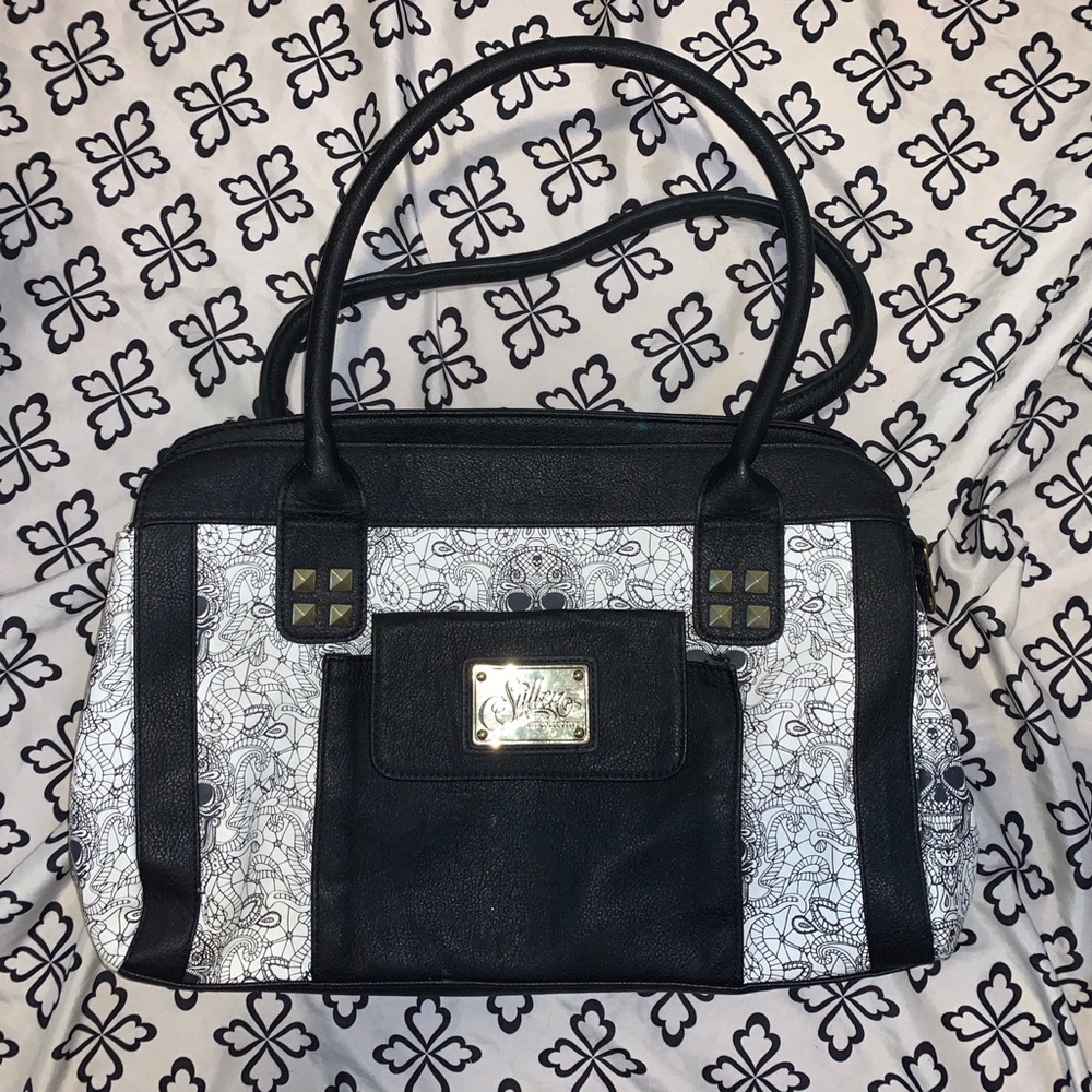 CUTE Sullen B&W  skull handbag/purse